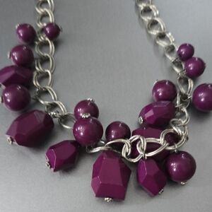 Elegant Purple and Silver Necklace Short Necklace